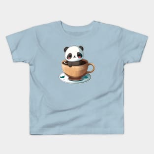 Cute panda taking a bath in a cup Kids T-Shirt